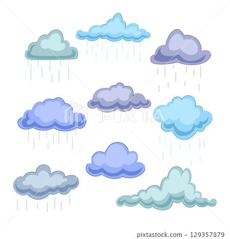 rain cloud set cartoon vector illustration rain cloud set cartoon vector illustration 129357879