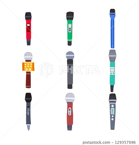 radio microphone set cartoon vector illustration radio microphone set cartoon vector illustration 129357896