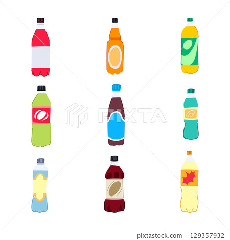 plastic soda bottle set cartoon vector illustration plastic soda bottle set cartoon vector illustration 129357932