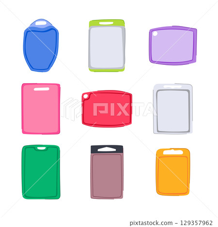 plastic cutting board set cartoon vector illustration 129357962