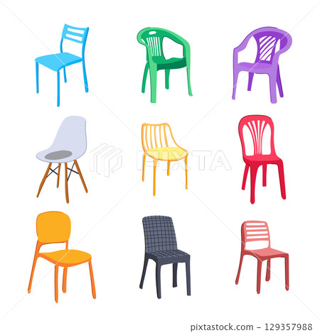 plastic chair set cartoon vector illustration plastic chair set cartoon vector illustration 129357988