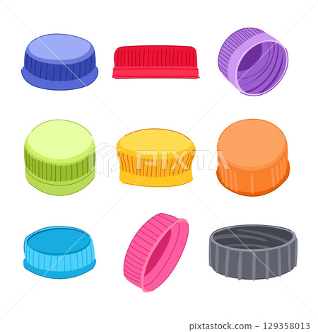 plastic bottle cap set cartoon vector illustration plastic bottle cap set cartoon vector illustration 129358013