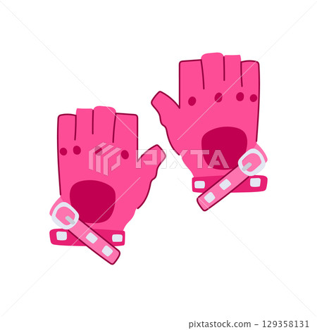electric leather gloves cartoon vector illustration 129358131