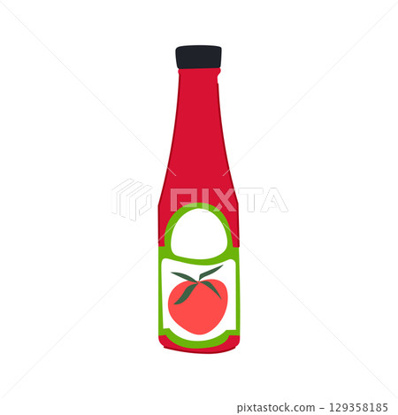 tomato ketchup bottle cartoon vector illustration 129358185