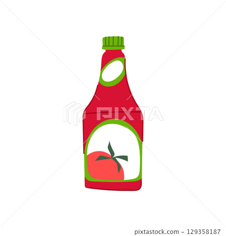 cap ketchup bottle cartoon vector illustration 129358187