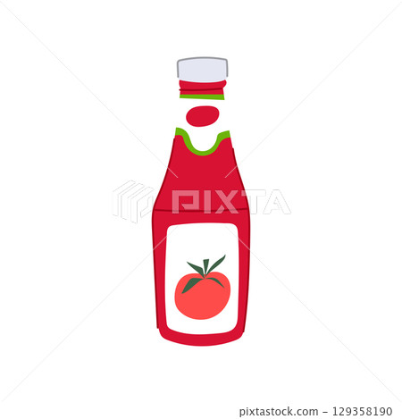 glass ketchup bottle cartoon vector illustration 129358190