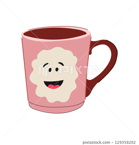 quirky kawaii mug cartoon vector illustration 129358202