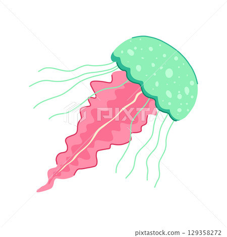 sting jellyfish cartoon vector illustration sting jellyfish cartoon vector illustration 129358272