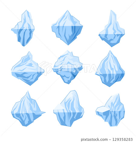 iceberg set cartoon vector illustration iceberg set cartoon vector illustration 129358283