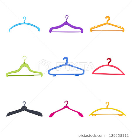 hanger plastic set cartoon vector illustration 129358311