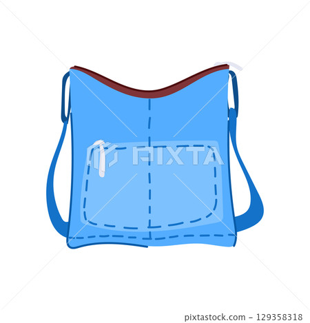 crossbody handbag woman leather cartoon vector illustration 129358318