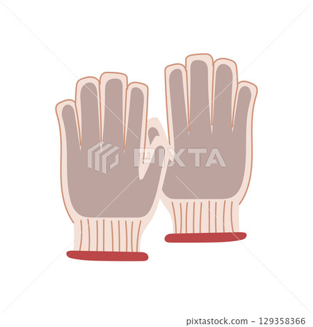 comfortable garden gloves cartoon vector illustration 129358366