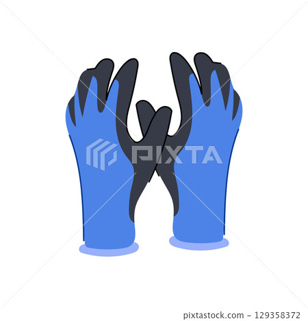 waterproof garden gloves cartoon vector illustration 129358372
