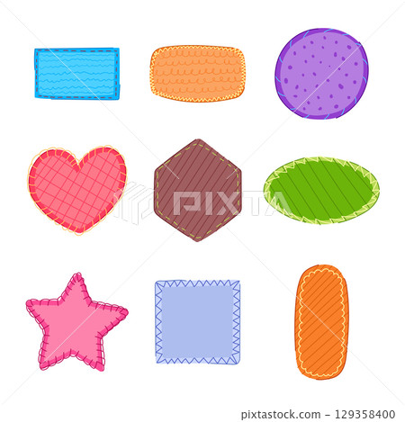 fabric patches set cartoon vector illustration fabric patches set cartoon vector illustration 129358400