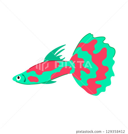 discus exotic fish cartoon vector illustration 129358412