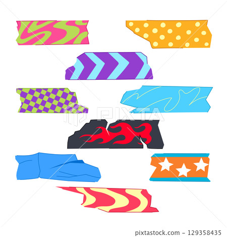 duct tape y2k style set cartoon vector illustration duct tape y2k style set cartoon vector illustration 129358435