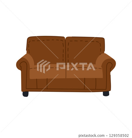 ottoman couch leather cartoon vector illustration 129358502