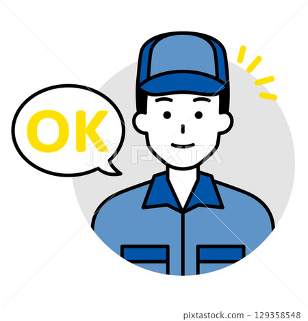身穿工作服的男人的圖標（OK） 129358548
