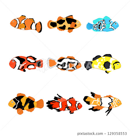 clown fish set cartoon vector illustration 129358553