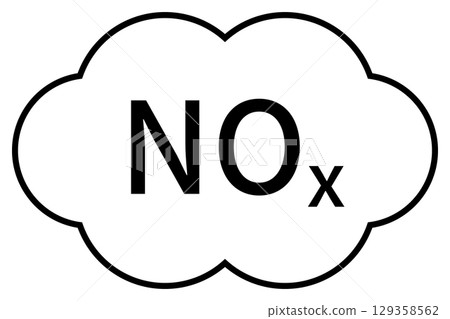 NOx (nitrogen oxides) simple icon, cloud shape 129358562