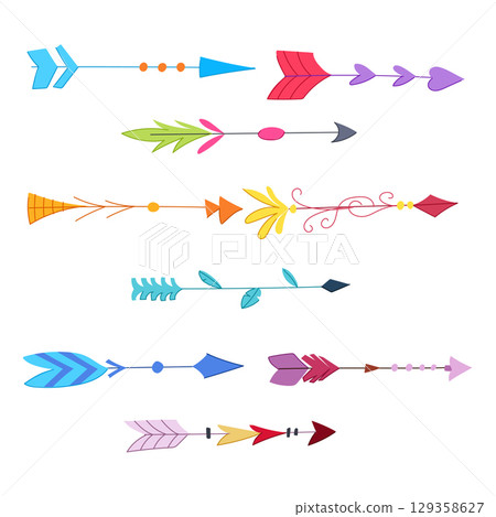 boho arrow set cartoon vector illustration 129358627