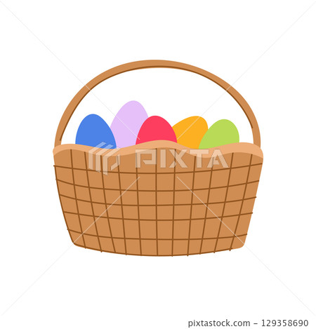 eggs basket easter cartoon vector illustration 129358690
