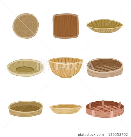 bamboo plate set cartoon vector illustration bamboo plate set cartoon vector illustration 129358702