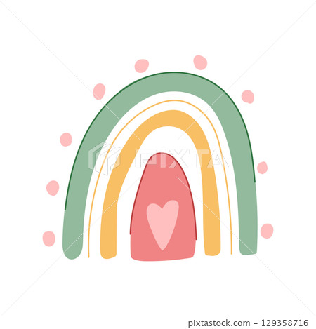 bohemian baby boho rainbow cartoon vector illustration 129358716