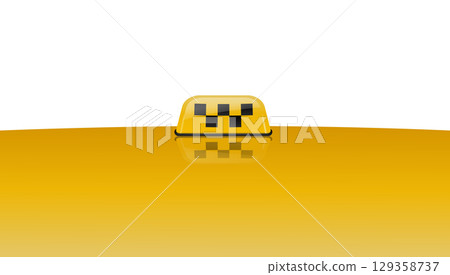 Taxi car roof sign yellow Banner advertising. Realistic illustration isolated on white. Vector Taxi car roof sign yellow Banner advertising. Realistic illustration isolated on white. Vector 129358737