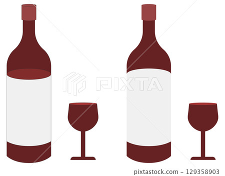 紅酒瓶和兩杯 129358903