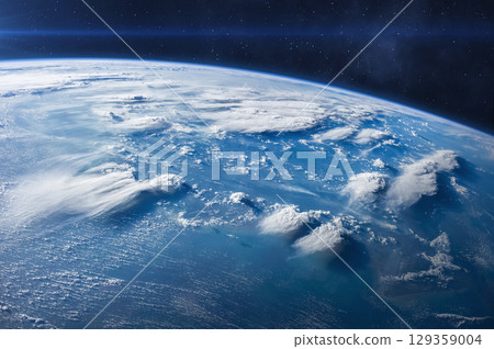 Earth in the space. Ocean planet habitable. Earth in the space. Ocean planet habitable. 129359004