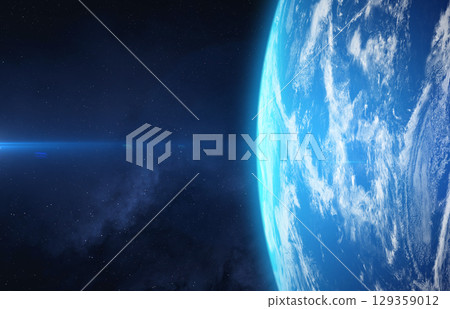 Earth. Amazing blue planet. Habitable exoplanet. Earth. Amazing blue planet. Habitable exoplanet. 129359012