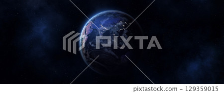 Earth in space. Panoramic view. Asia. 129359015