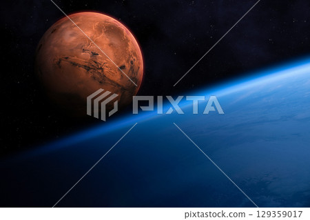 Mars and Earth planets of the Solar system. 129359017