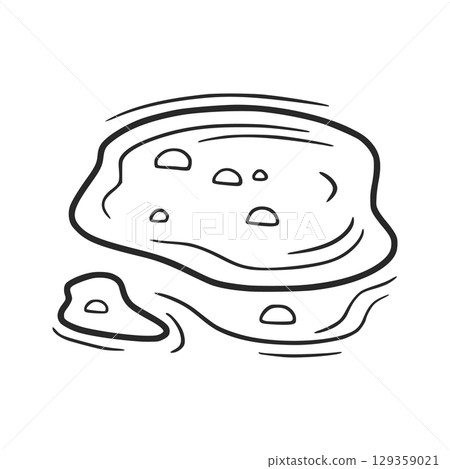 Water puddle reflecting light with small waves forming around it 129359021