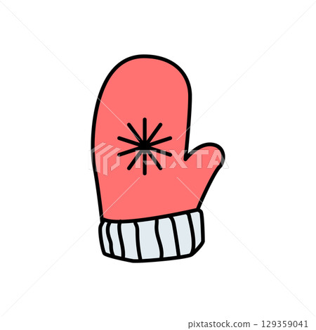 Red christmas mitten with snowflake celebrating winter holidays 129359041