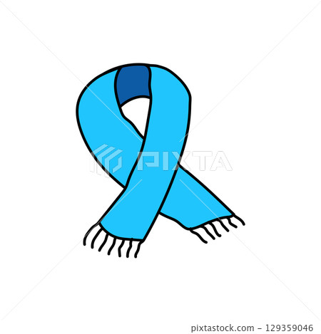 Light blue winter scarf protecting from cold weather 129359046