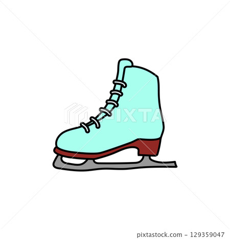 Light blue ice skate is ready for winter sports and fun activities 129359047
