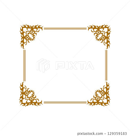 Luxury Corner Golden Rectangle Certificate Border Pattern Line Photo Frame Islamic Wedding Invitation Background Vector 129359183
