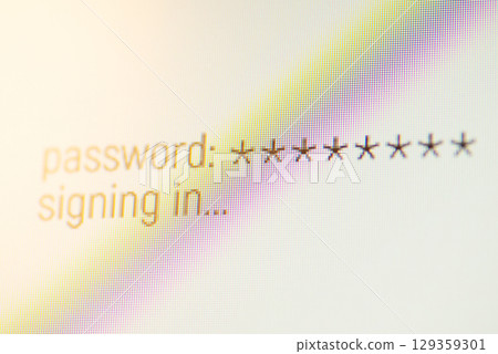 Signing in a website after entering password. Concept of entering webpage or server after security check 129359301
