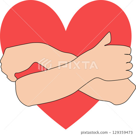 Graphic material illustration embracing the heart Graphic material illustration embracing the heart 129359473