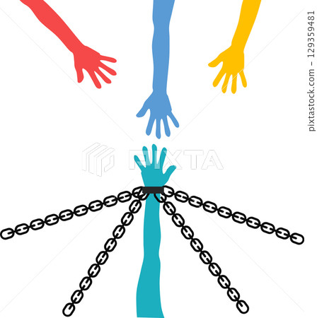 Graphic material illustration of handcuffs 129359481