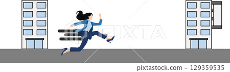 一位可能會遲到見客戶的女商人的插圖 129359535