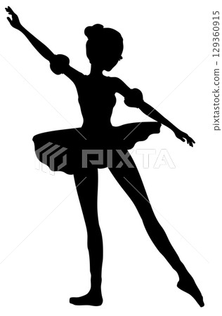 Silhouette of Ballerina in Classical Dance Pose 129360915