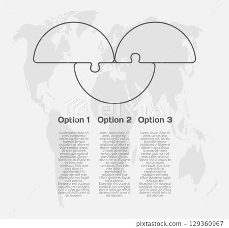 Three steps line infographic, puzzle diagram 129360967