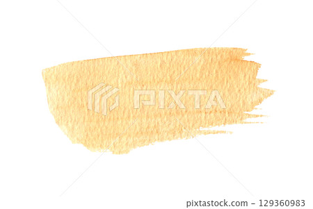 Watercolor abstract yellow brushstroke on isolated background. Hand drawn textured template or text or artwork. element for greeting cards, wedding invitations, creative projects, modern design. 129360983