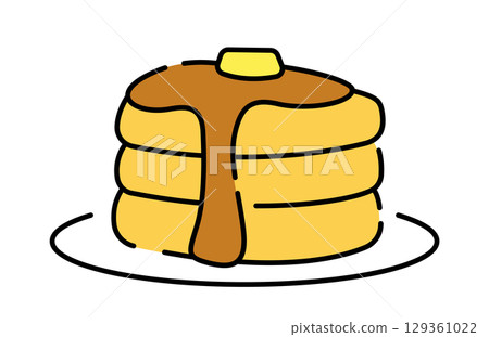 可愛的煎餅Hotcakes插圖素材 可愛的煎餅Hotcakes插圖素材 129361022