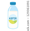 Kefir in bottle packaging illustration flat style. Fermented milk product. Vector illustration 129361091