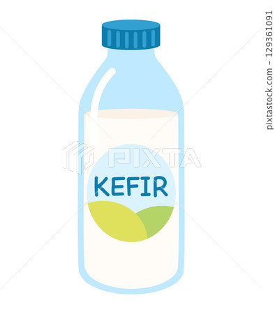 Kefir in bottle packaging illustration flat style. Fermented milk product. Vector illustration Kefir in bottle packaging illustration flat style. Fermented milk product. Vector illustration 129361091