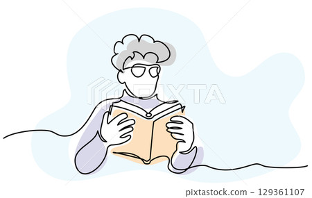 Back to school card. Education concept. Student boy reading book Back to school card. Education concept. Student boy reading book 129361107